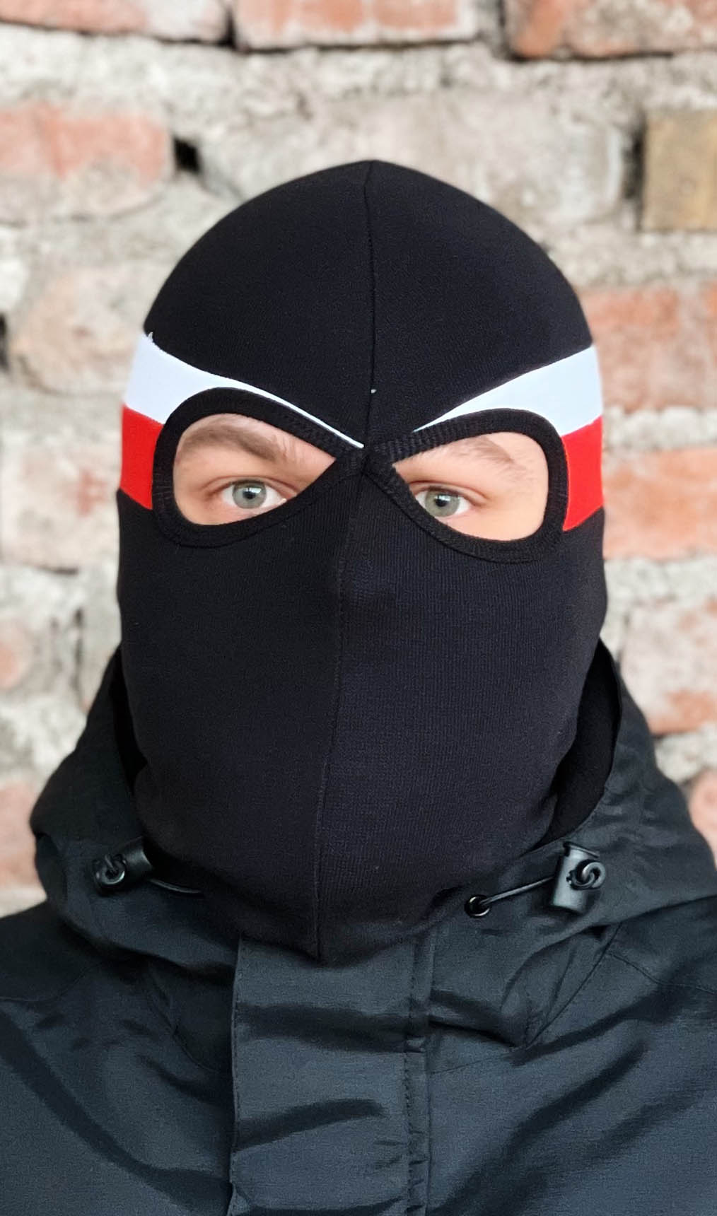 PG Wear Sturmhaube in schwarz weiß rot gestreift Maske Skimaske  Motorradmaske Balaklava Schal Beanie, Einheitsgröße : : Fashion
