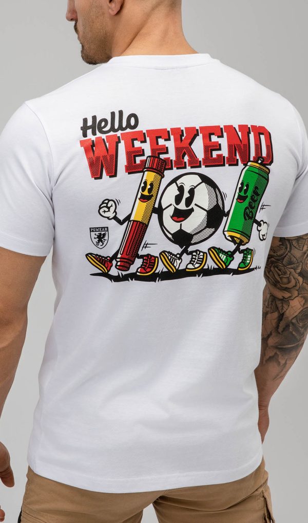 T-Shirt Hello Weekend Weiß pgwear